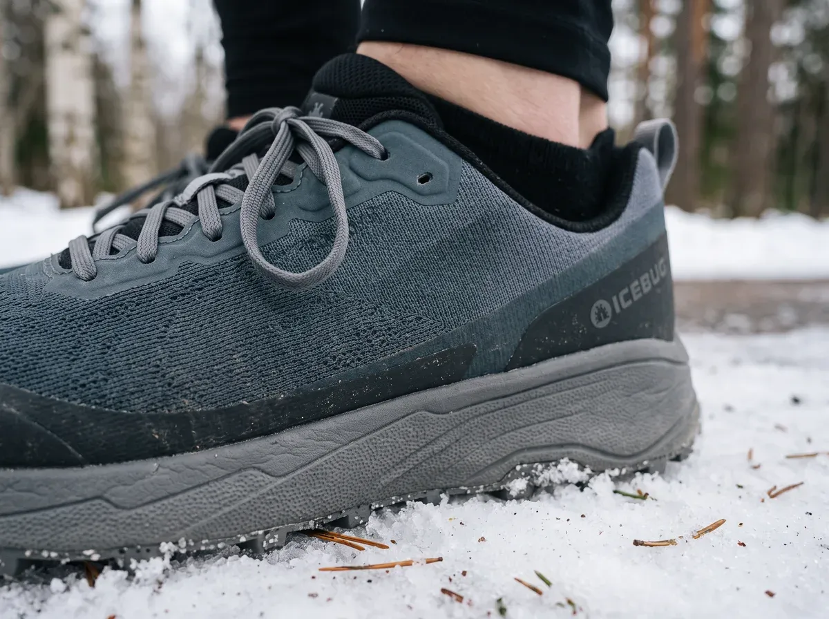 Närbild på ovandel och mellansula på Icebug Horizon RB9X