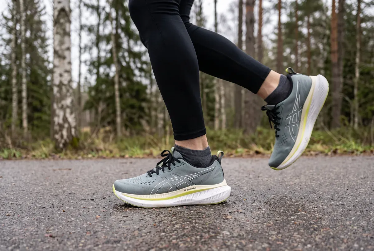 Asics GlideRide Max mitt i ett löpsteg