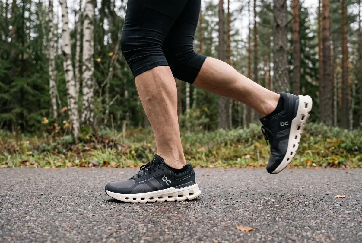 On Cloudrunner 2 mitt i ett löpsteg