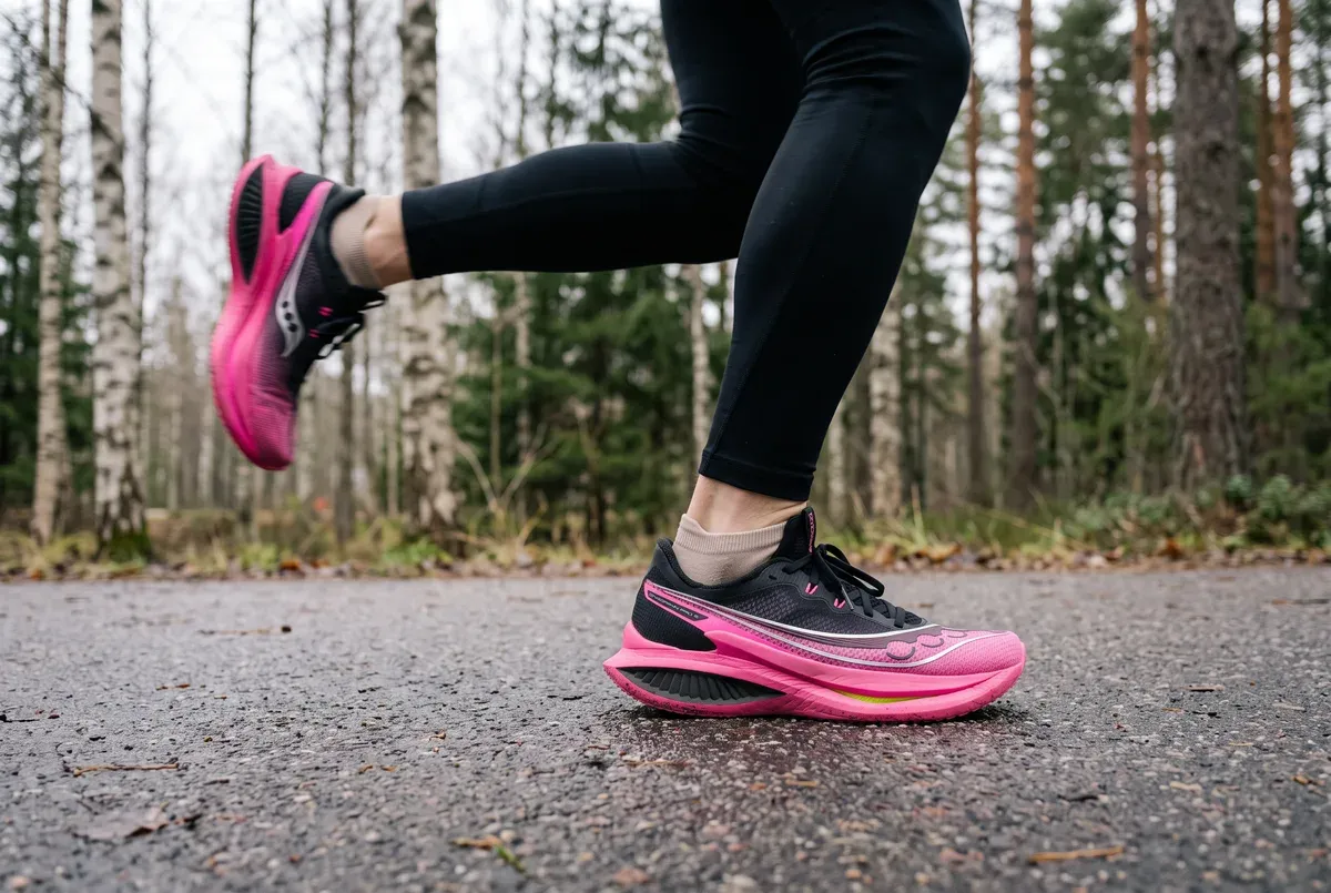 Saucony Endorphin Pro 5 mitt i ett löpsteg