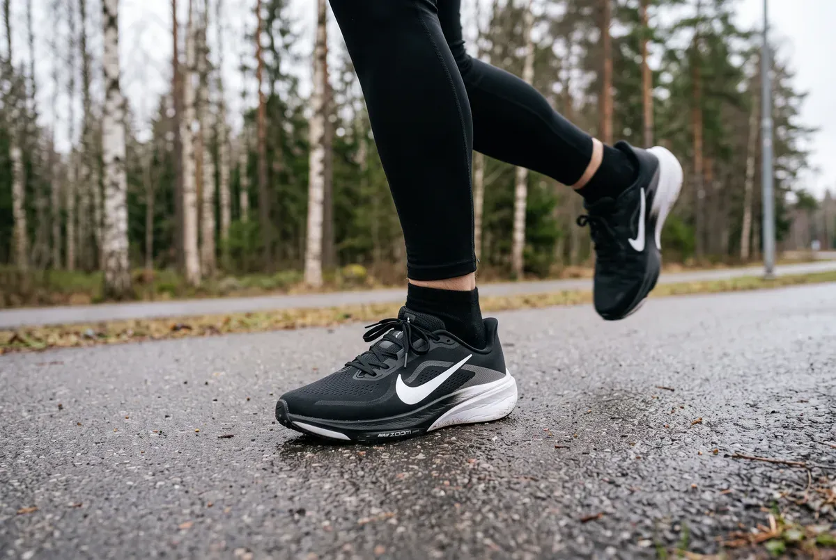 Nike Pegasus 42 mitt i ett löpsteg