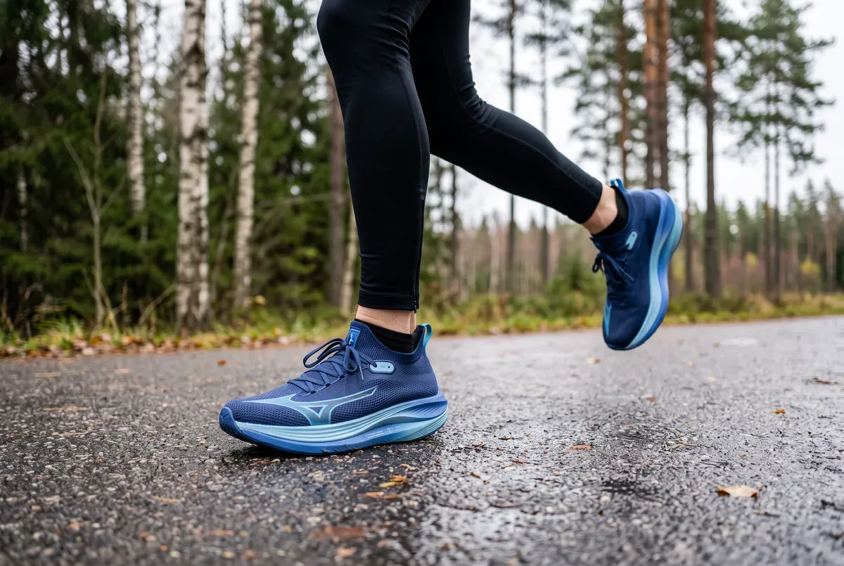 Mizuno Neo Vista mitt i ett löpsteg