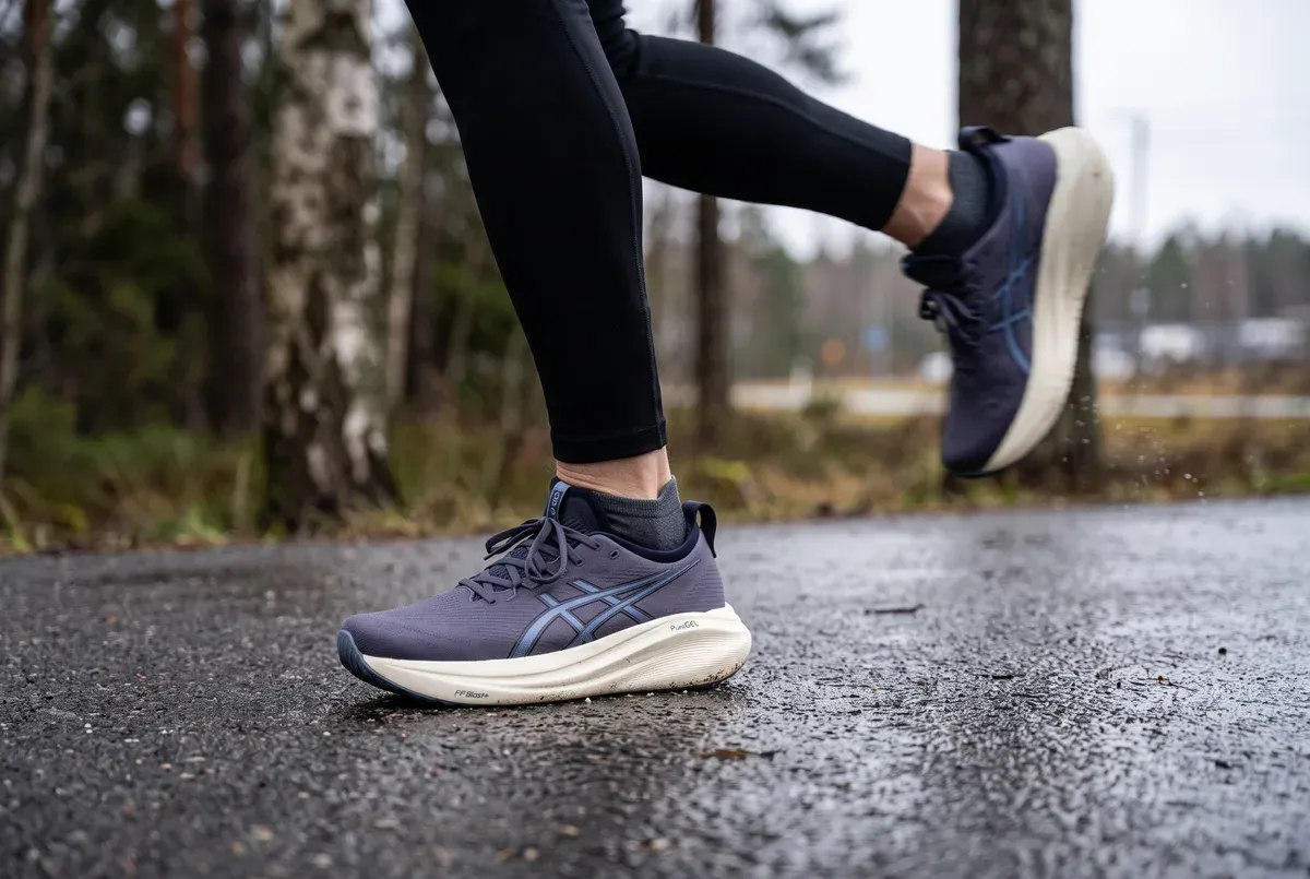 Asics Gel-Nimbus 27 mitt i ett löpsteg