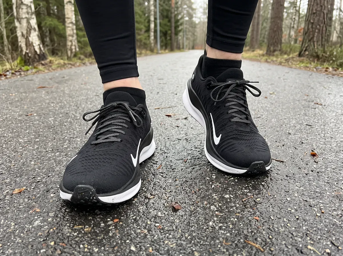 Nike InfinityRN 4 på fötterna på blöt asfalt